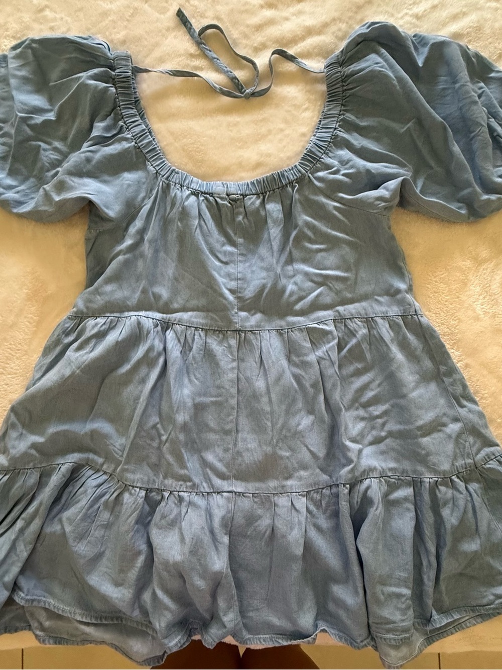 Primark Light Blue Tiered Peasant Dress for Girls - Picture 3 of 4